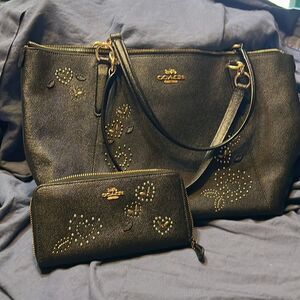 Coach Heart Bandana Rivets Ava Tote & Wallet